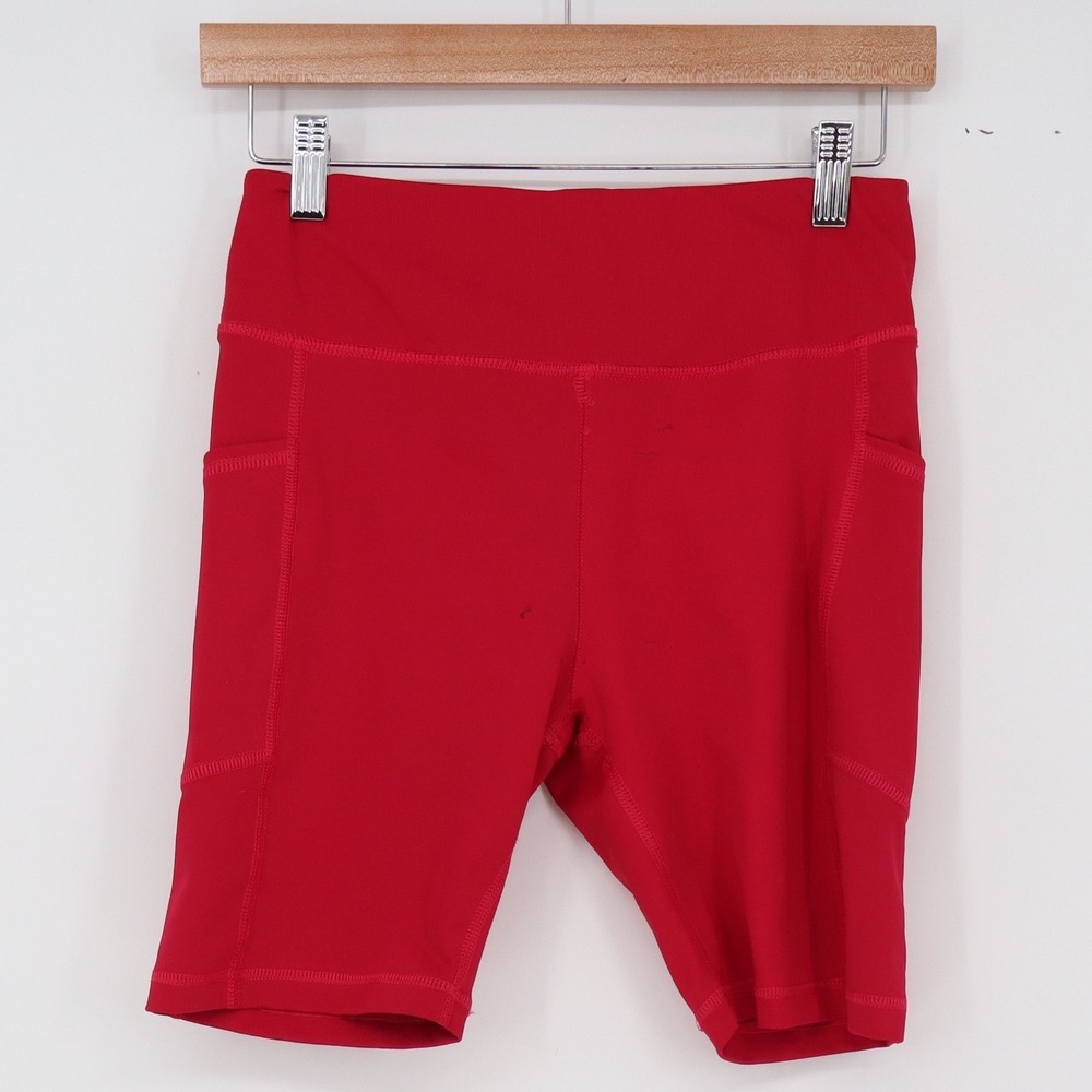 Beverly Hills Polo Club Biker Shorts Womens M Red Side Pockets Athletic Good